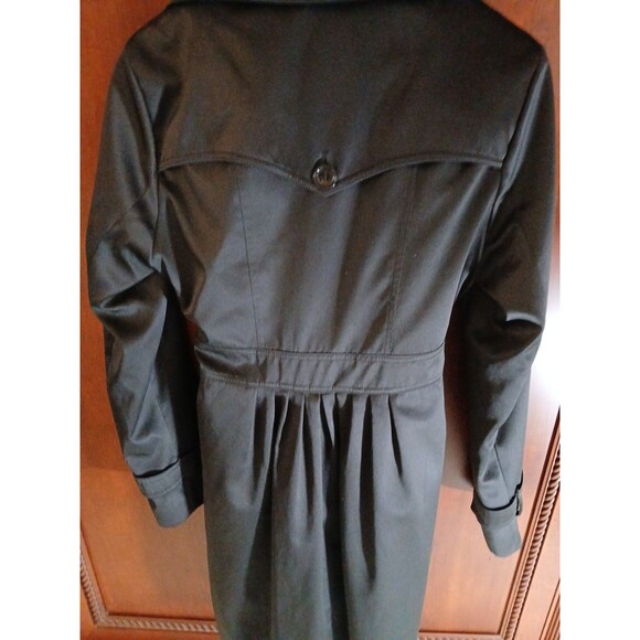 ESPRIT Women Size M Black Belted Pea Coat Wool Blend Interior Large Logo Buttons - Picture 10 of 16